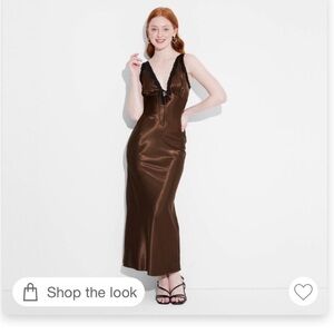 Wild Fable Lace Trim Satin Maxi Slip dress